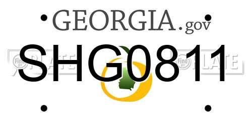 SHG0811 Georgia License Plate