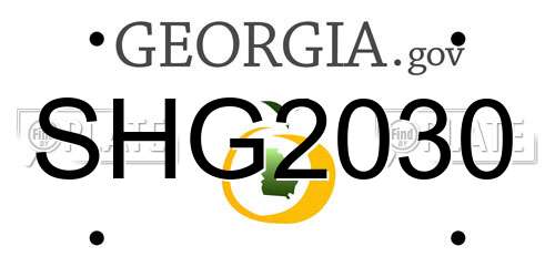 SHG2030 Georgia License Plate