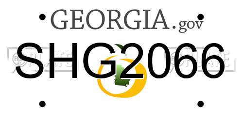 SHG2066 Georgia License Plate