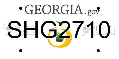 SHG2710 Georgia License Plate