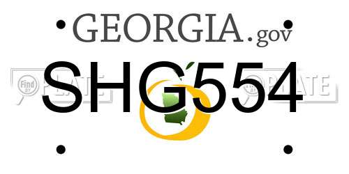 SHG554 Georgia License Plate