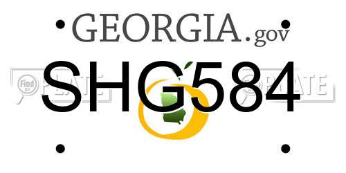 SHG584 Georgia License Plate