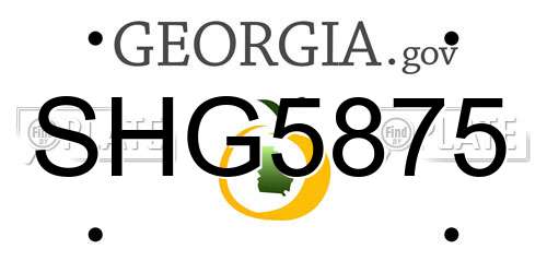 SHG5875 Georgia License Plate