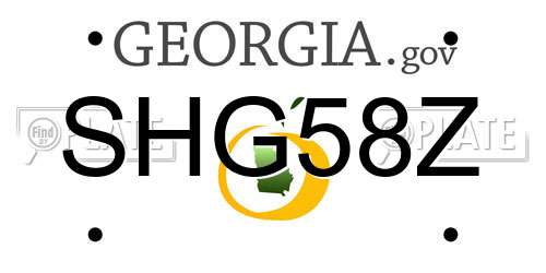SHG58Z Georgia License Plate