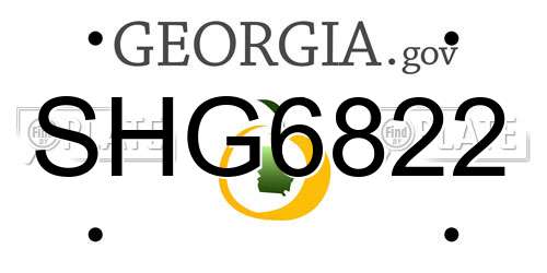 SHG6822 Georgia License Plate