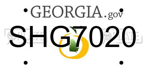 SHG7020 Georgia License Plate