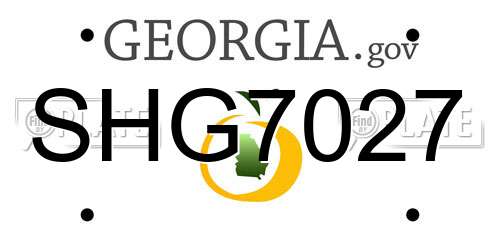 SHG7027 Georgia License Plate