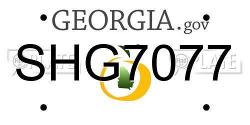 SHG7077 Georgia License Plate