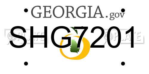 SHG7201 Georgia License Plate