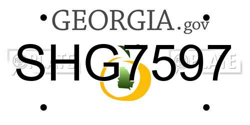 SHG7597 Georgia License Plate