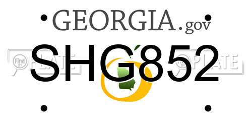 SHG852 Georgia License Plate