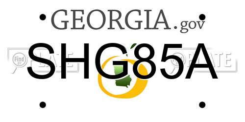 SHG85A Georgia License Plate