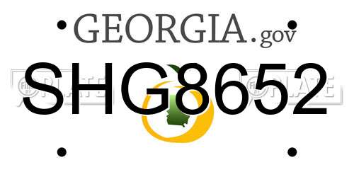 SHG8652 Georgia License Plate