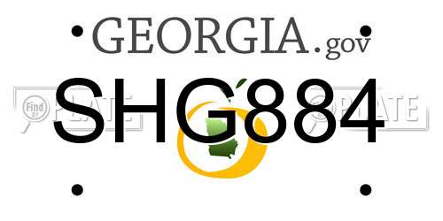SHG884 Georgia License Plate