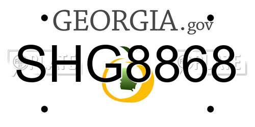 SHG8868 Georgia License Plate
