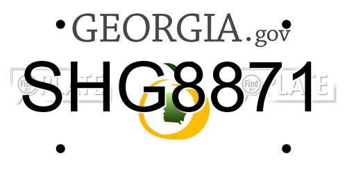 SHG8871 Georgia License Plate