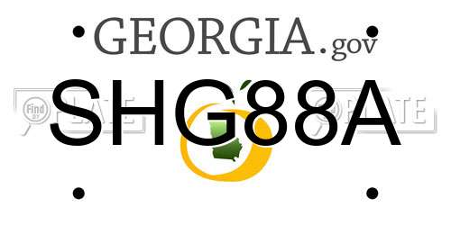 SHG88A Georgia License Plate