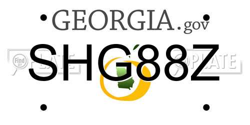 SHG88Z Georgia License Plate