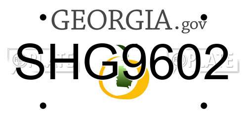 SHG9602 Georgia License Plate