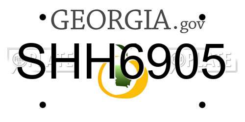 SHH6905 Georgia License Plate