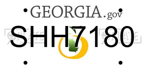 SHH7180 Georgia License Plate