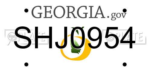 SHJ0954 Georgia License Plate