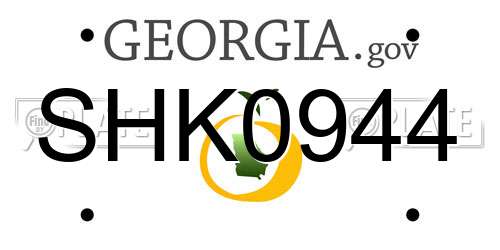 SHK0944 Georgia License Plate