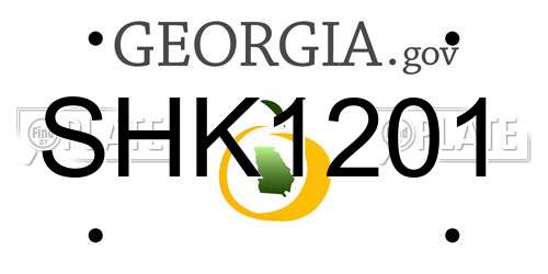 SHK1201 Georgia License Plate