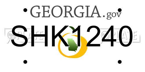 SHK1240 Georgia License Plate
