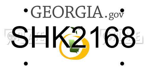 SHK2168 Georgia License Plate