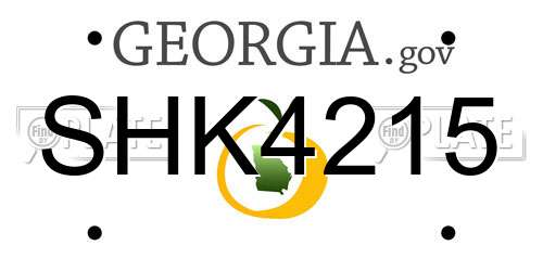 SHK4215 Georgia License Plate
