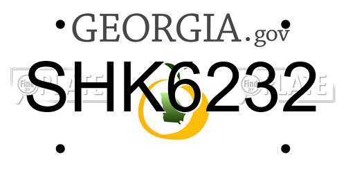 SHK6232 Georgia License Plate
