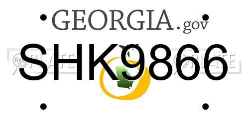 SHK9866 Georgia License Plate