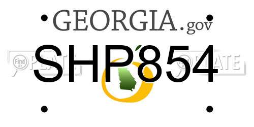 SHP854 Georgia License Plate