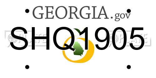SHQ1905 Georgia License Plate
