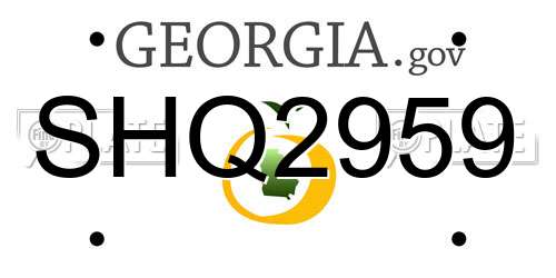 SHQ2959 Georgia License Plate