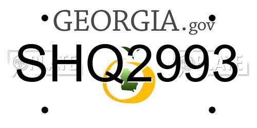SHQ2993 Georgia License Plate