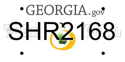SHR2168 Georgia License Plate