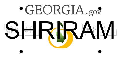 SHRIRAM Georgia License Plate