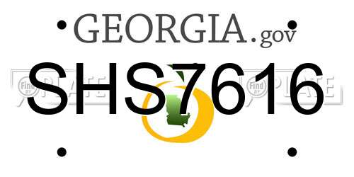 SHS7616 Georgia License Plate
