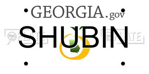 SHUBIN Georgia License Plate