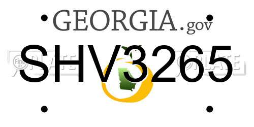 SHV3265 Georgia License Plate