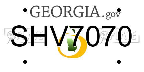 SHV7070 Georgia License Plate