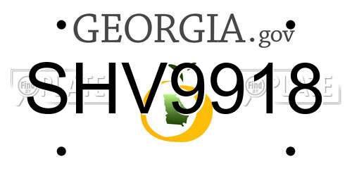 SHV9918 Georgia License Plate