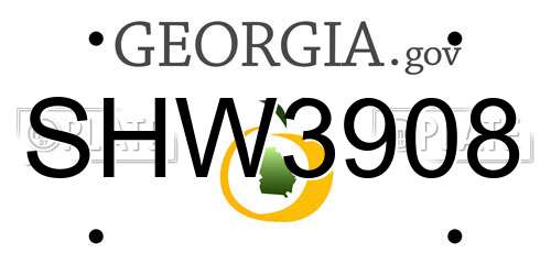 SHW3908 Georgia License Plate