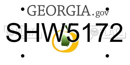 SHW5172 Georgia License Plate