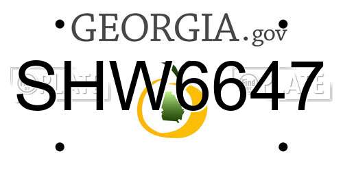 SHW6647 Georgia License Plate