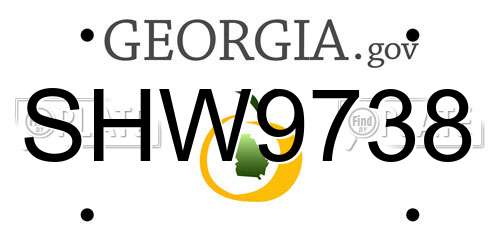 SHW9738 Georgia License Plate