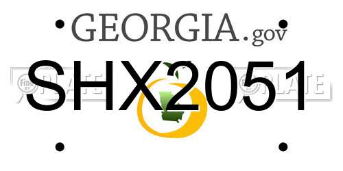 SHX2051 Georgia License Plate