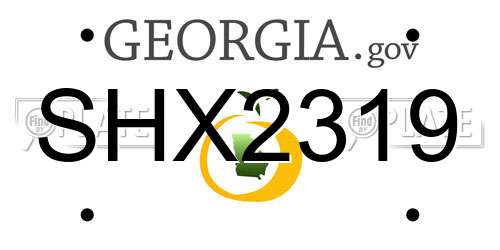 SHX2319 Georgia License Plate